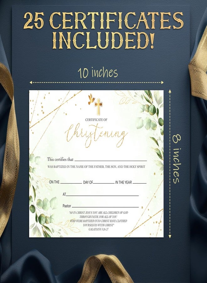 Foosproea Baby Certificate for Church, Gold Greenery Baby Dedication Christening Certificates Gifts for Boys Girls, Church Baptism Gifts, 15 - Image 2